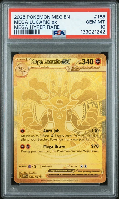 2025 POKEMON MEG En-Mega Evolution Mega Hyper Rare #188 Mega Lucario Ex ...