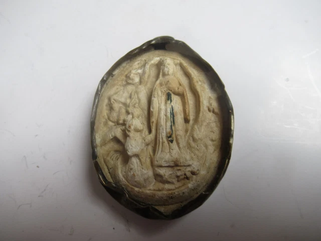 Ancien Médaillon En Argent 925 Avec Intaille De Pégase Sur Pierre De Lave Noire