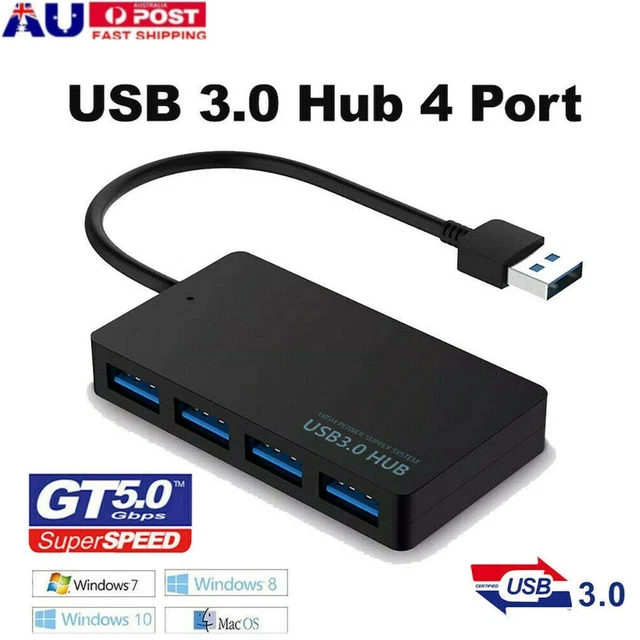 Multi USB 3.0 Hub 4 Port High Speed Slim Compact Expansion Portable Splitter