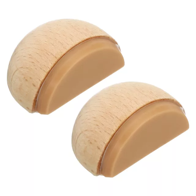 2 Pcs Door Stoppers, Door Stop Doorstop Wooden Wedge Self Adhesive Semicircle