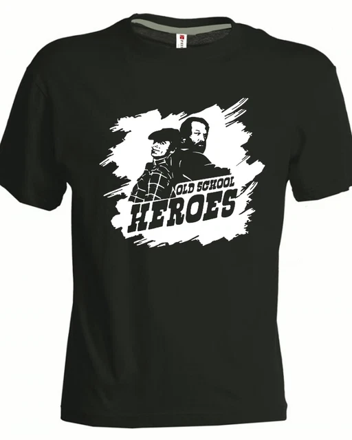 T-shirt BUD SPENCER e TERENCE HILL Old school heroes cotone nera unisex film