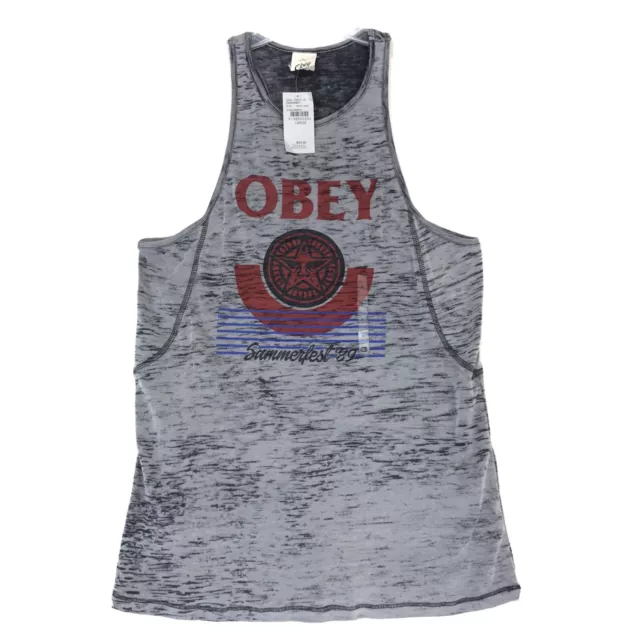 OBEY Tank NWT Tee T Shirt Womens M Medium Gray Summerfest '89 Graphic NEW