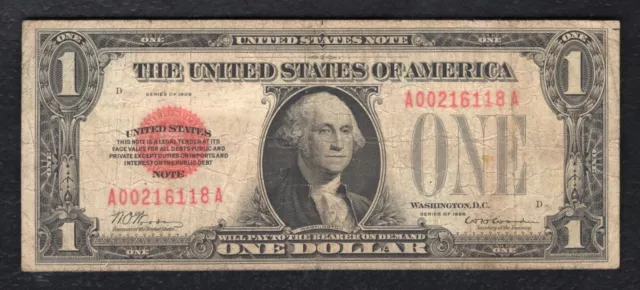 Fr. 1500 1928 $1 One Dollar Red Seal Legal Tender United States Note (B)
