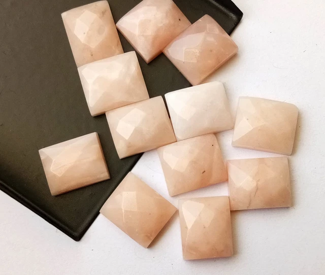 10x12mm Pink Opal Facettiert Cabochons, Rechteckig Form Flache Rückseite