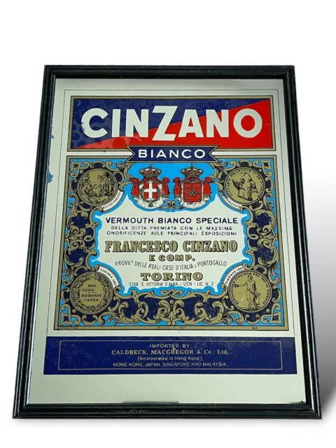 Specchio Vintage Cinzano Vermouth Reclame Insegna Pubblicità Modernariato