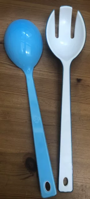 Salatbesteck Blau-weiß 30 cm