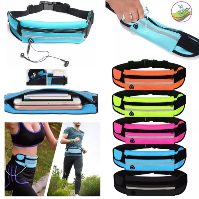 Zipped Running Belt Sports Jogging Phone Keys Mobile Money Bum Bag Waist Travel