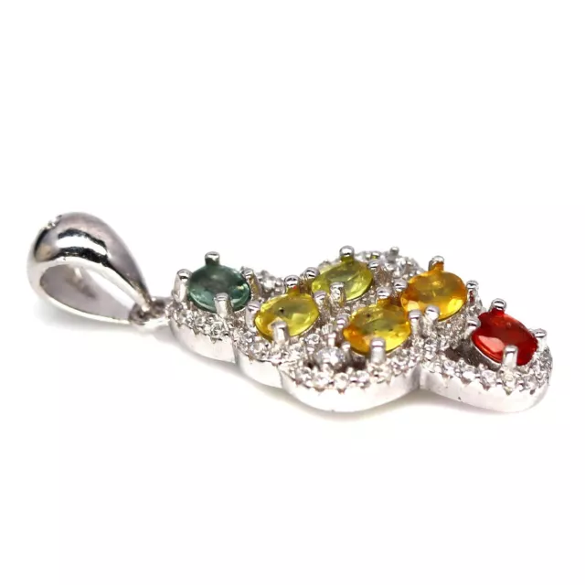 Shola Vrai Naturelle Multicolore Saphir Pendentif Argent Sterling N408