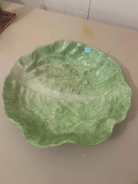 Antique Wannopee Majolica Pottery Lettuce  Leaf Trademark Plate