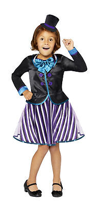 Childs Dark Mad Hatter Fancy Dress Wonderland Costume Girls Fairytale Book Week