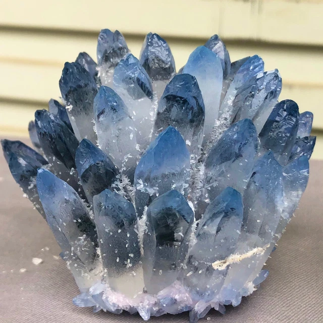 432g  New Find blue Phantom Quartz Crystal Cluster Mineral Specimen Healing 7