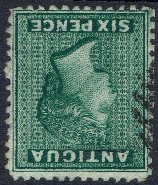 Antigua 1872 Qv 6D Wmk Crown Cc Inverted And Reversed Perf 12½ Used