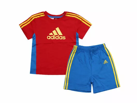 Adidas Bambino 2 Pezzi Sport Set Neonato J Calcio Set, Blu/Rosso, Taglie 68