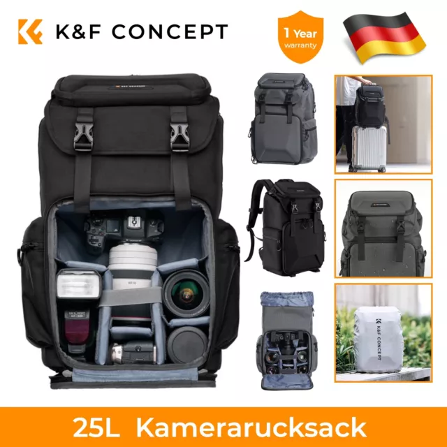 K&F Concept 25L Profi Kamera Foto Rucksack Kamerarucksack Reise Tasche für Canon