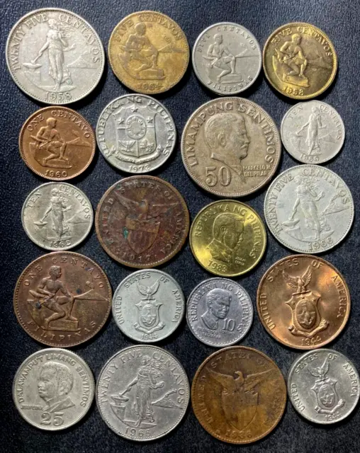 Old Philippines Coin Lot - 1913-PRESENT - 19 Vintage Coins - Lot #Y31