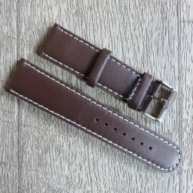 BRACELET DE MONTRE en CUIR VERITABLE MARRON LISSE 22 mm NEUF