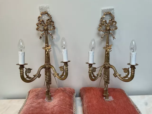 Pair Of Vintage French Wall Lights Louis xvi Rococo Style 60 cm Tall