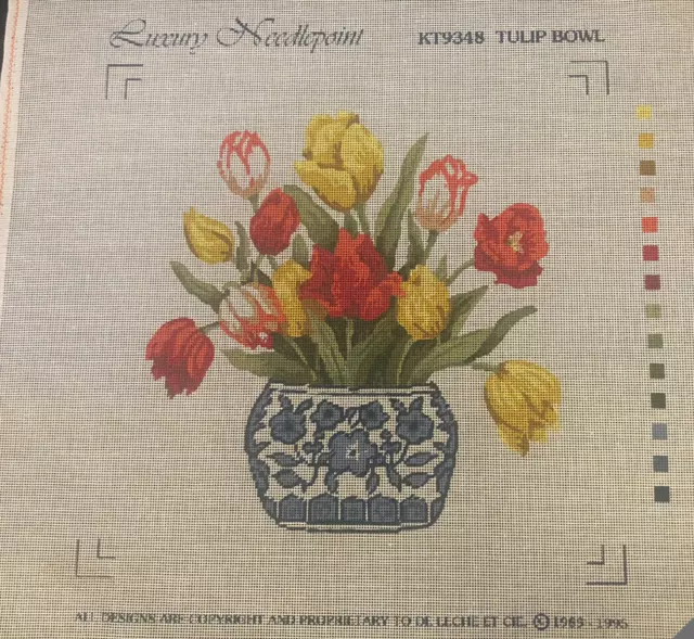 Luxury Needlepoint Tapestry Canvas - Tulip Bowl (50cm x 54cm)