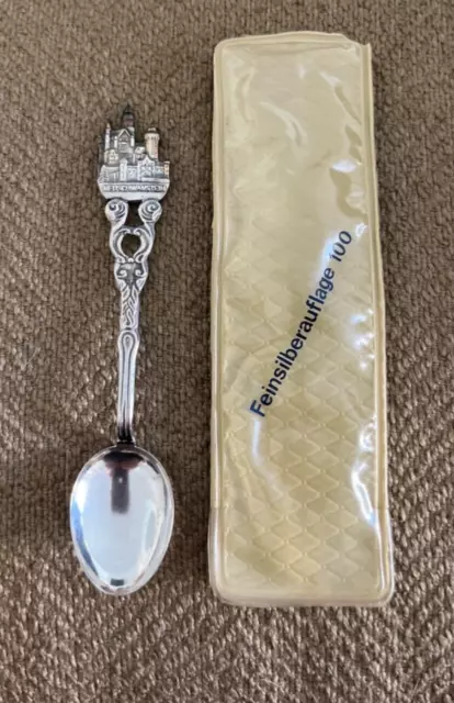 German Demitasse Spoon Neuschawanstein  Wappen 100 Feinsilberauflage Souvenir