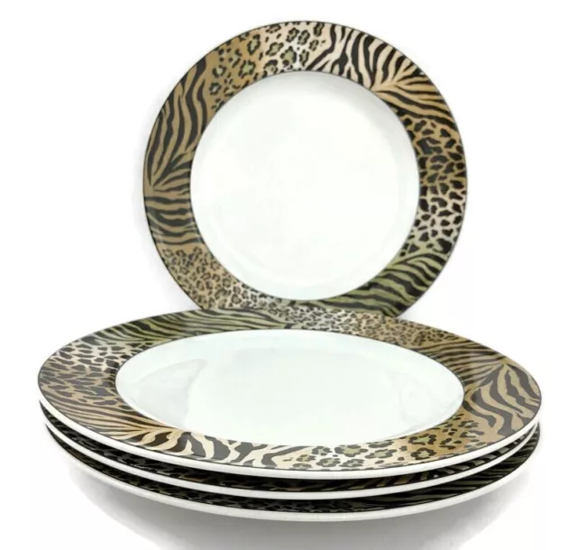 Studio Nova JUNGLE BEAT Dinner Plates (4) Leopard Spots Tiger Stripes