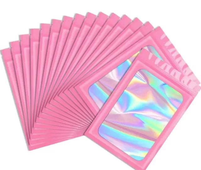 100Pcs Smell Proof Mylar Bags Resealable Ziplock Foil Pouch-3.5"×4.7" Hot Pink