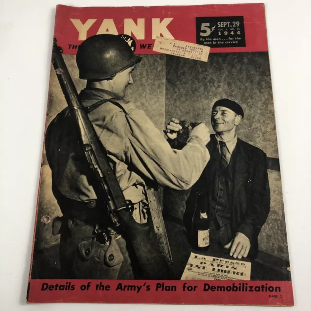 1944 WWII Army Yank Magazine Fighting War in France Demobilization Camp News etc