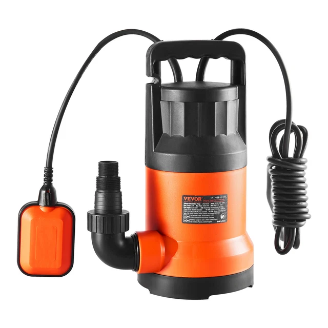 Pompe Submersible Eaux Usées VEVOR 690W - Débit 17500 L/h, Hauteur 9m, Interrupteur Flotteur Automatique, Pour Piscines, étangs, Caves