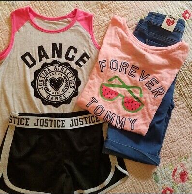 Girls Size 12 Lot 4 Piece Justice Dance Tommy Epic Threads NWT Shorts Tops
