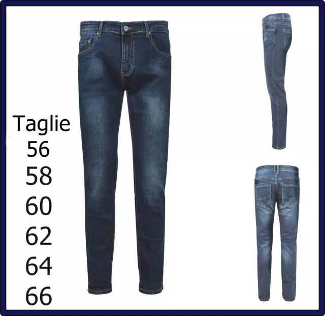 Jeans Uomo Elasticizzato Taglie Forti Pantalone regular slim fit 58 60 62 64 66
