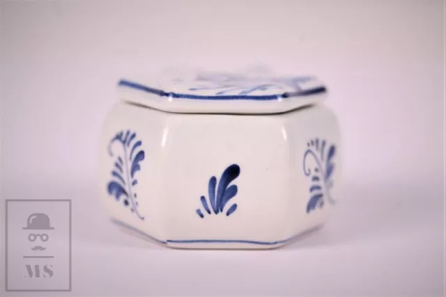 Hand Painted Windmill Landscape Delft Trinket Box - 52 mm Hexagon - Ref. 5742 3