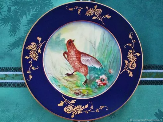 Assiette décorative ancienne En porcelaine Oiseau LIMOGES  Antique decorative