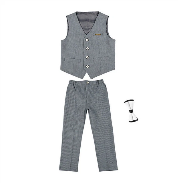 Boys Suit Toddler Tuxedo Kids Suits Boys Dress Clothes Vest and Pants Set W/ Tie