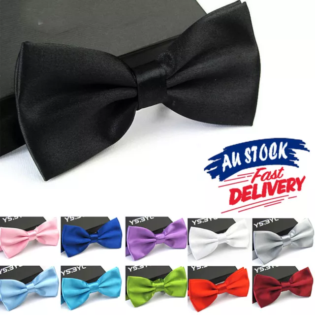 Mens Pretied Formal Necktie Wedding Party Black Red Boy Bow Tie Tuxedo Bowtie