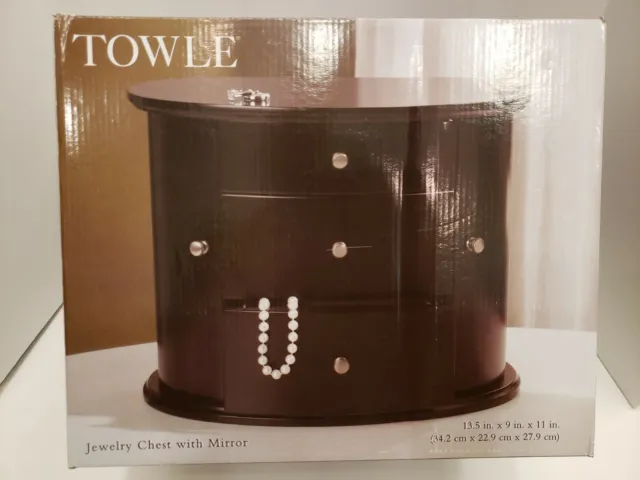 TOWLE Jewelry Chest with Mirror 13.5"x  9"x11" PREMIUM HIGH QUALITY SHIPSFREE!!