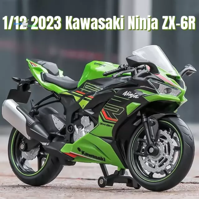 1:12 Kawasaki Ninja ZX-6R 2023 Diecast Motorcycle Model Boys Toys Gifts Green UK