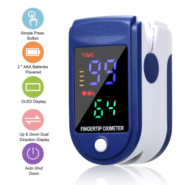Heart Rate Monitor Oximeter Blood Oxygen SpO2 Finger Pulse Saturation Meter UK