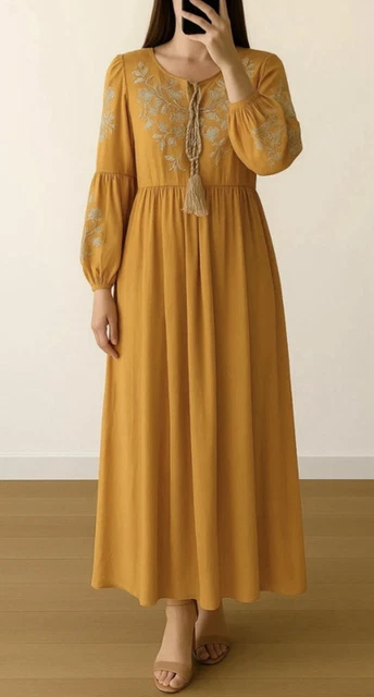 Robe Longue Ou Chemisier Maxi Boutonnage - Rose Nude Liseret Blanc - Taille XS - Occasion Très Bon État