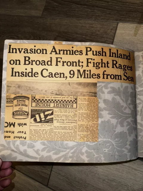 WW2 Scrapbook 1944 june 6 D-Day Normandy,France,Italy,clippings From NewsPaper