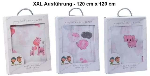 Premium Baby Wickeldecke Mullwindel Spucktuch Mulltuch Baumwollwindel 120x120cm