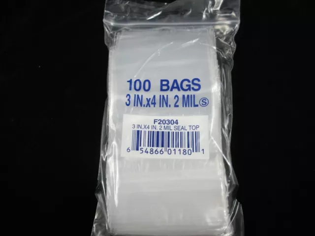 100 - 3" X 4" Zip Loc Clear Plastic Bags - 2 Mil - Brand New - Many Uses - 28