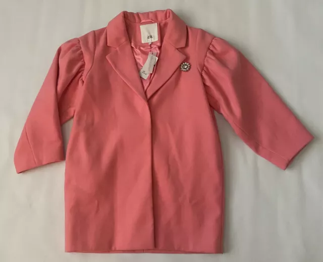 Splendido cappotto intelligente rosa per ragazze River Island età 9 anni nuovo con etichette prezzo disponibile £45 morbido