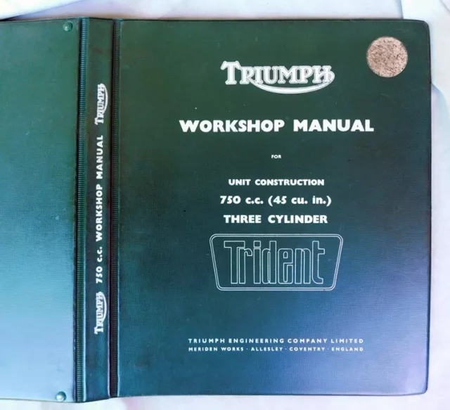 TRIUMPH TRIDENT MOTORCYCLE FACTORY SHOP MANUAL BOOK 750cc T150 THREE CYLINDER