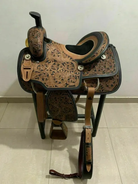 Beautiful Western/ Roper Pleasure Trail Reining hand carved Saddle 16" All Sizes