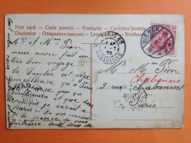 cpa 57 - DIEDENHOFEN THIONVILLE in 1908 SIERRACK seal to Mr PION 9 rue Chabanais 2