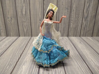 MARIN CHICLANA 1950's SPANISH 5" Doll, Flamenco Dancer in Beautiful Blue Dress