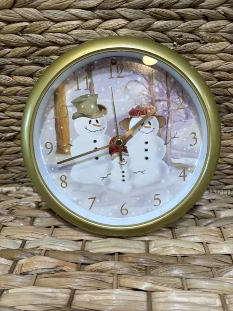Clock Christmas Carol Snowman Family Clock Plays Carols Every Hour, Gold, Tested
