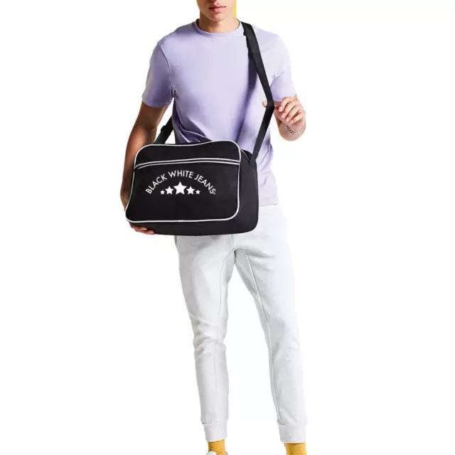 Black White Jeans Airliner Vintage Original Messenger Retro Style Shoulder Bag