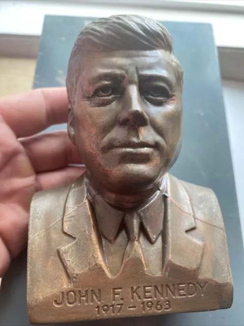 John F. Kennedy JFK Banthrico Piggy Bank Vintage Bust Patina Collector NO KEY