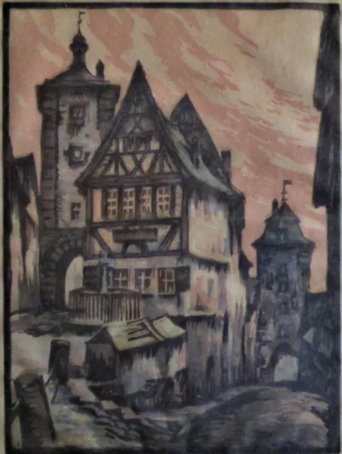 Willi FOERSTER (1892-1965) - Farbholzschnitt: ROTHENBURG O.T,- AM PLÖNLEIN - 2