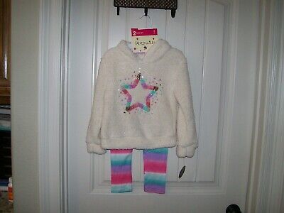 Colette Lilly Star Girls Sherpa Hoodie & Striped Legging Set Size 4 Msrp $42